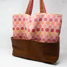 Load image into Gallery viewer, Large Tote Bag - Pink and Brown Polka Dot