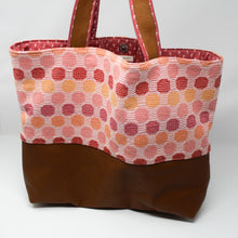 Load image into Gallery viewer, Large Tote Bag - Pink and Brown Polka Dot