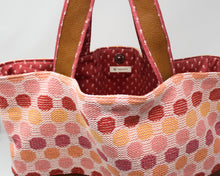 Load image into Gallery viewer, Large Tote Bag - Pink and Brown Polka Dot