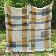 Load image into Gallery viewer, Denim & Gold Patchwork Throw Blanket