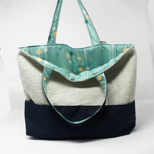 Load image into Gallery viewer, Teal and Denim Tote Bag
