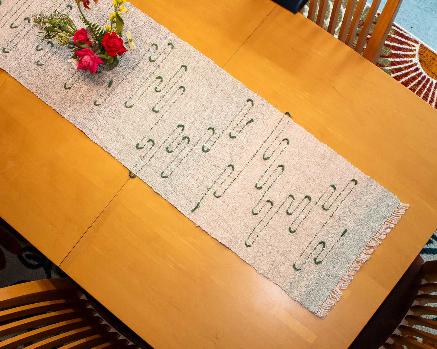 66" Sage Squiggle Table Runner