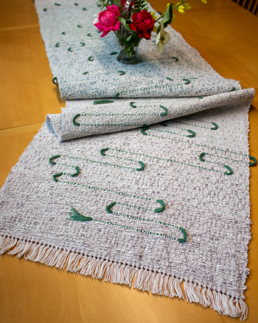 66" Sage Squiggle Table Runner