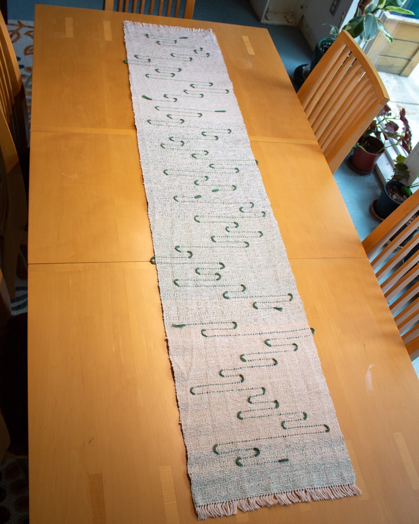 66" Sage Squiggle Table Runner