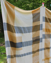 Load image into Gallery viewer, Denim &amp; Gold Patchwork Throw Blanket
