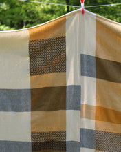 Load image into Gallery viewer, Denim &amp; Gold Patchwork Throw Blanket
