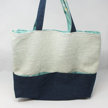 Load image into Gallery viewer, Teal and Denim Tote Bag
